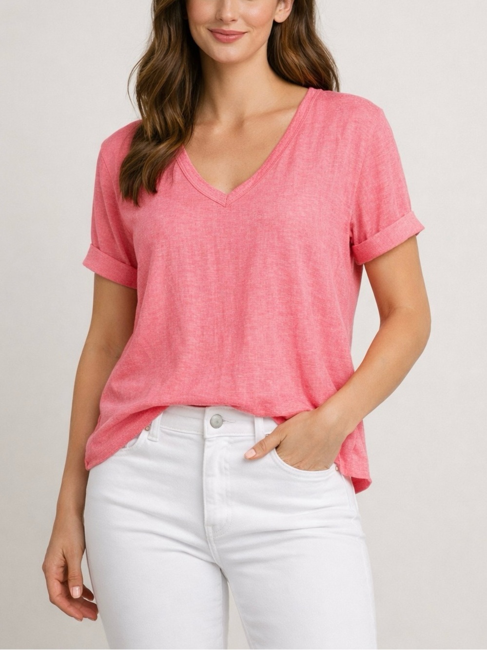 Liabella 100% Linen V-Neck Short Sleeve Top Size XL NWT